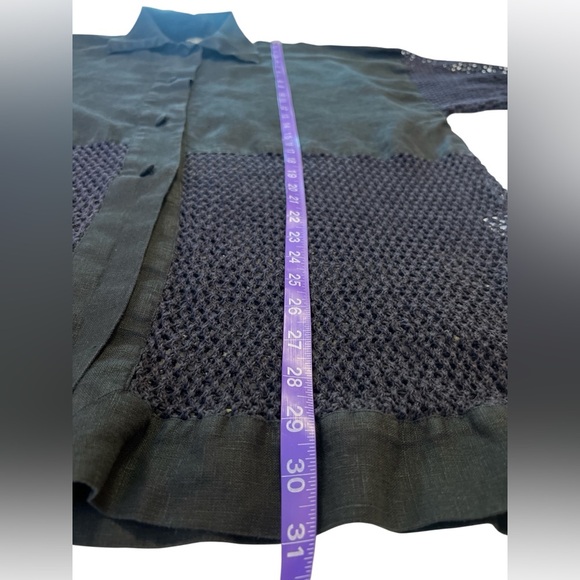 Irene Donoshayte Paris Linen Mesh Panel Longline Tunic Top Minimalist - Picture 10 of 12